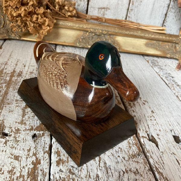 ヴィンテージTSUBOGEN*木製 無垢材 ハンドメイド ウッド デコイ 小物入