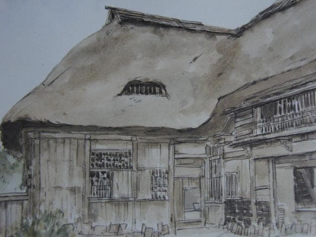 向井潤吉、【津軽松神部落にて（青森県）】、希少な額装用画集画