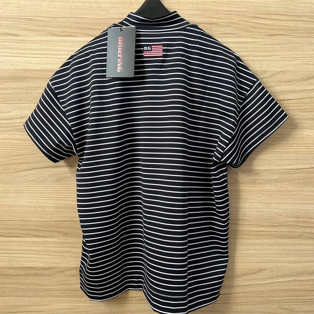 新品★BRIEFING 紺M マリンカラー ストライプハイネックシャツ 半袖