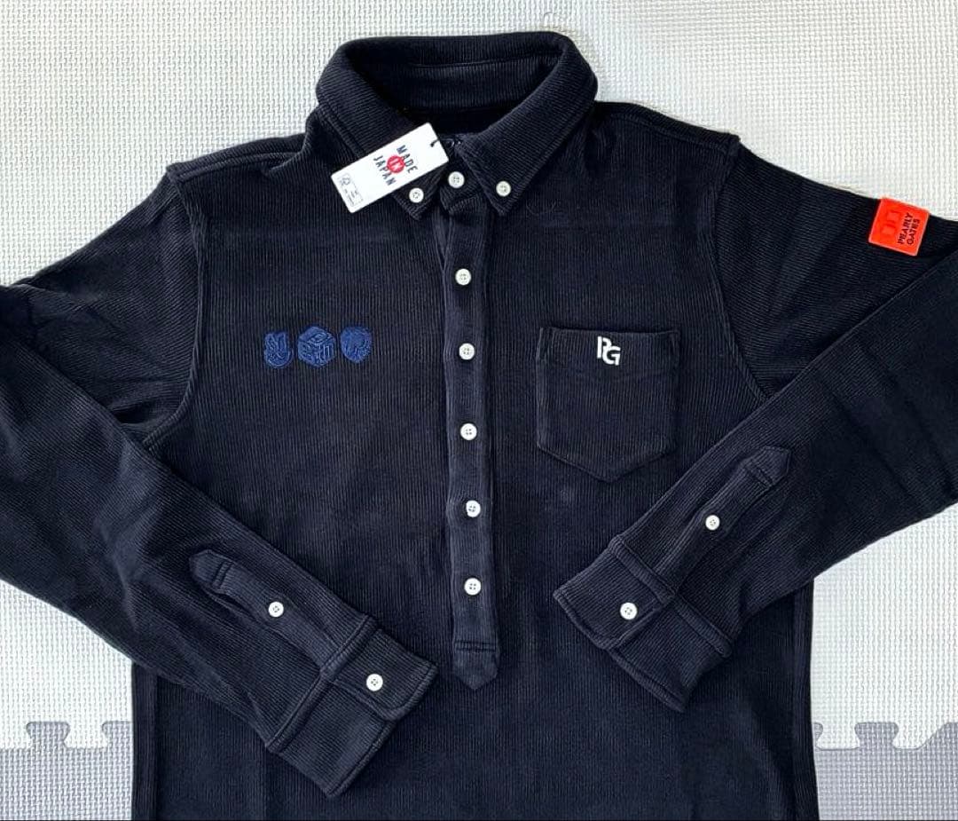 パーリーゲイツ リブワッフル ボタンダウン長袖ポロシャツ（D.NAVY／5）