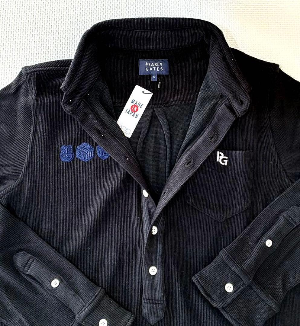 パーリーゲイツ リブワッフル ボタンダウン長袖ポロシャツ（D.NAVY／5）