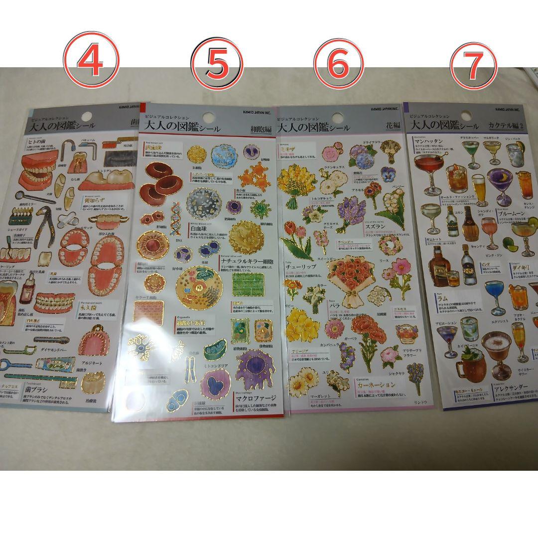 正規品　大人の図鑑シール 5枚から発送　動物　サンリオ　ご飯