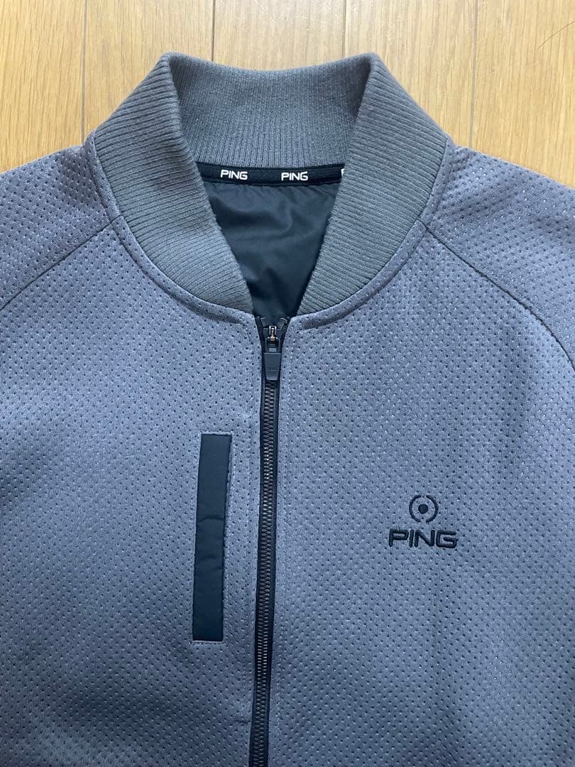 PING ゴルフジャケット メンズ L グレー ストレッチ フルジップ 秋冬