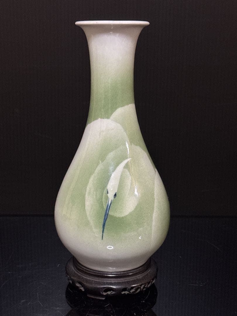 真葛香山 造 吹彩色 群鳥図 花瓶 一輪生