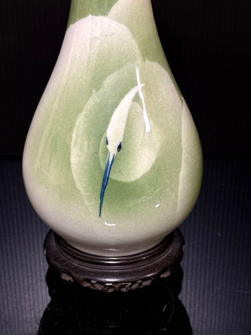 真葛香山 造 吹彩色 群鳥図 花瓶 一輪生
