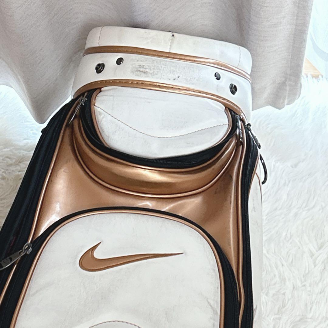 NIKE GOLF キャディバッグ ゴルフバッグ ナイキ 白 ゴールド 高級感