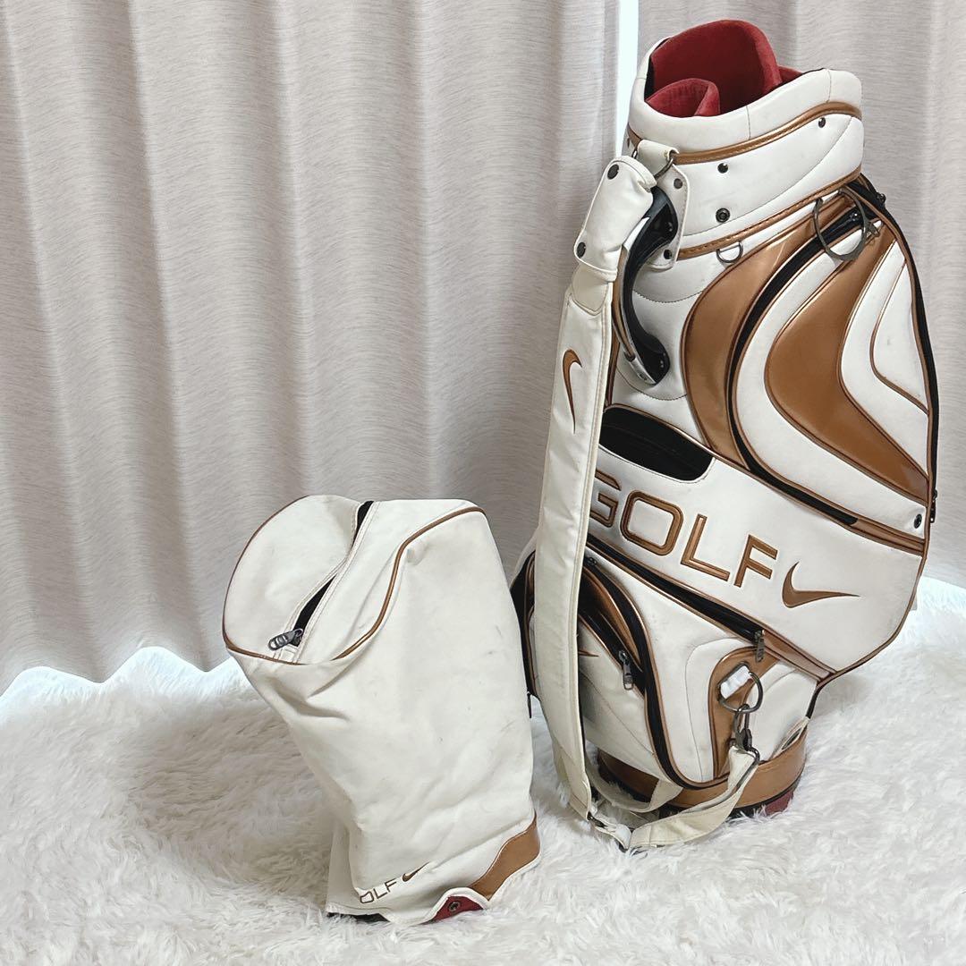 NIKE GOLF キャディバッグ ゴルフバッグ ナイキ 白 ゴールド 高級感