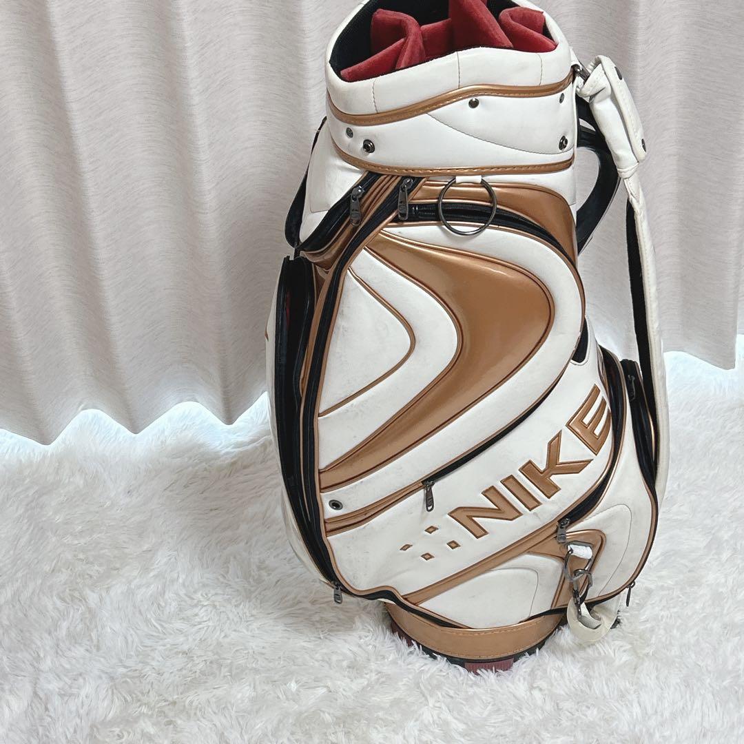 NIKE GOLF キャディバッグ ゴルフバッグ ナイキ 白 ゴールド 高級感