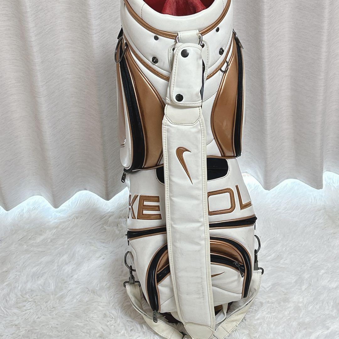 NIKE GOLF キャディバッグ ゴルフバッグ ナイキ 白 ゴールド 高級感