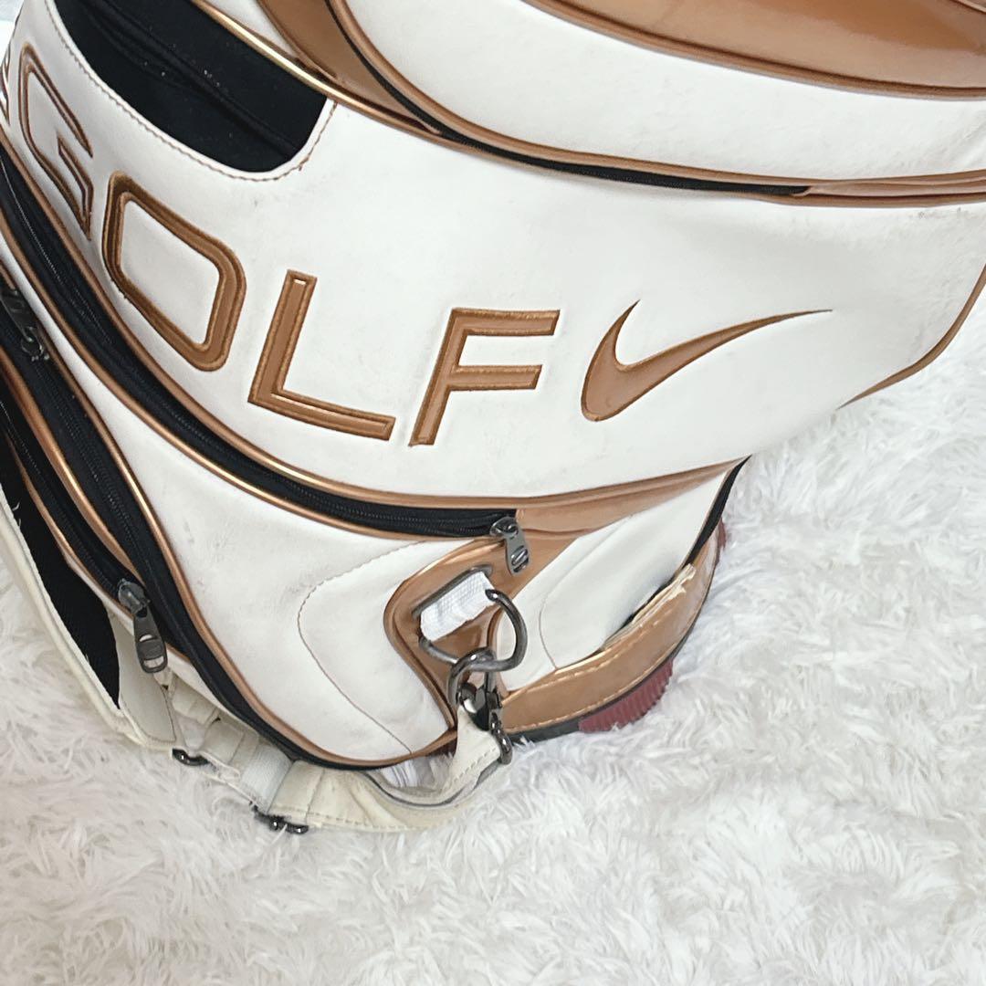 NIKE GOLF キャディバッグ ゴルフバッグ ナイキ 白 ゴールド 高級感