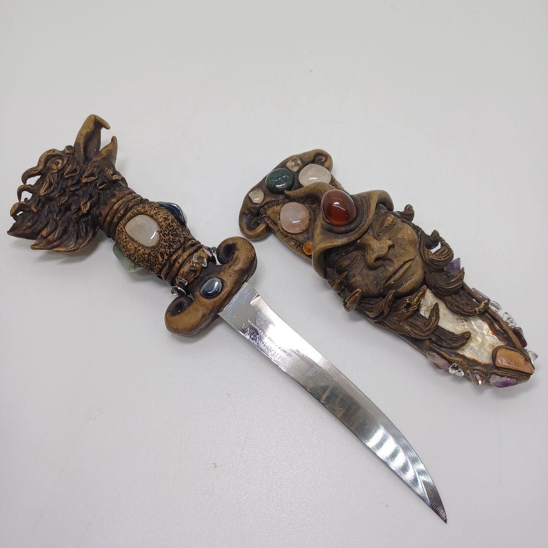 【一点物・美品】ブラジル産 天然石 手作りナイフ 全長24cm