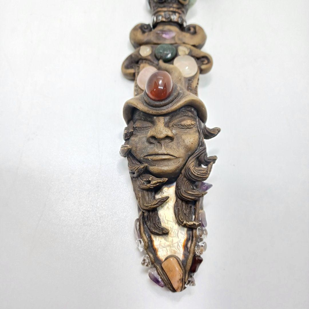 【一点物・美品】ブラジル産 天然石 手作りナイフ 全長24cm