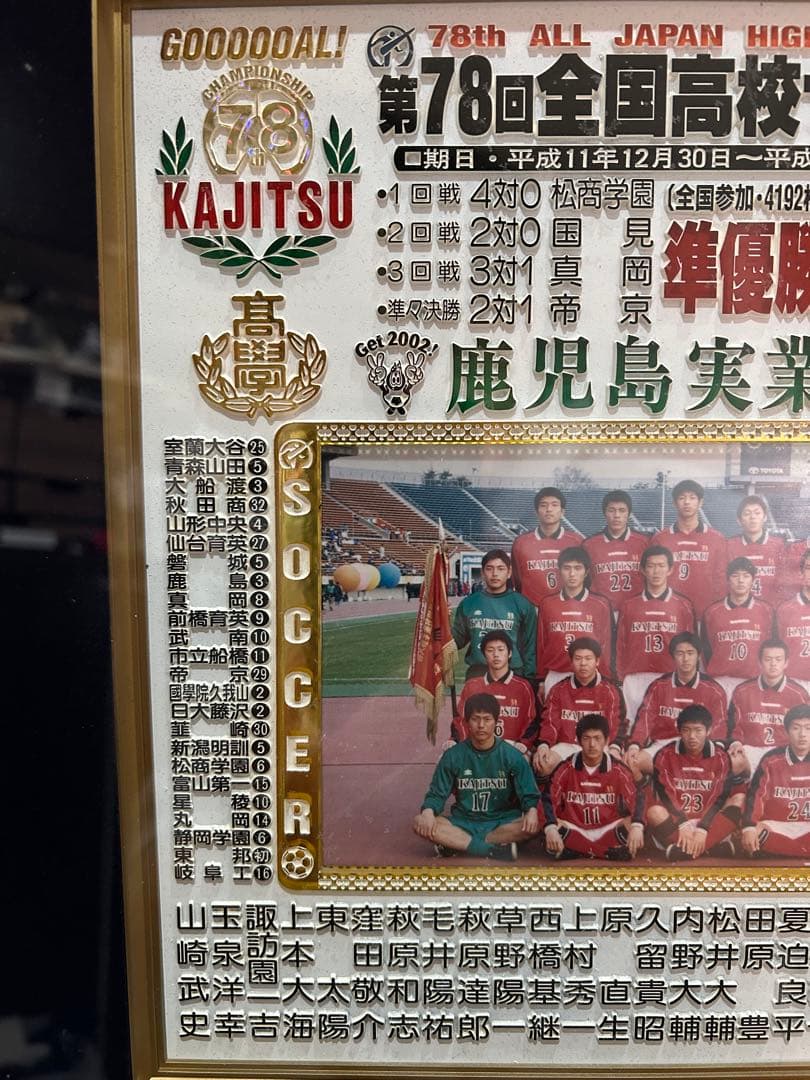 非売品　鹿児島実業サッカー部第78回全国高等学校サッカー選手権大会準優勝パネル