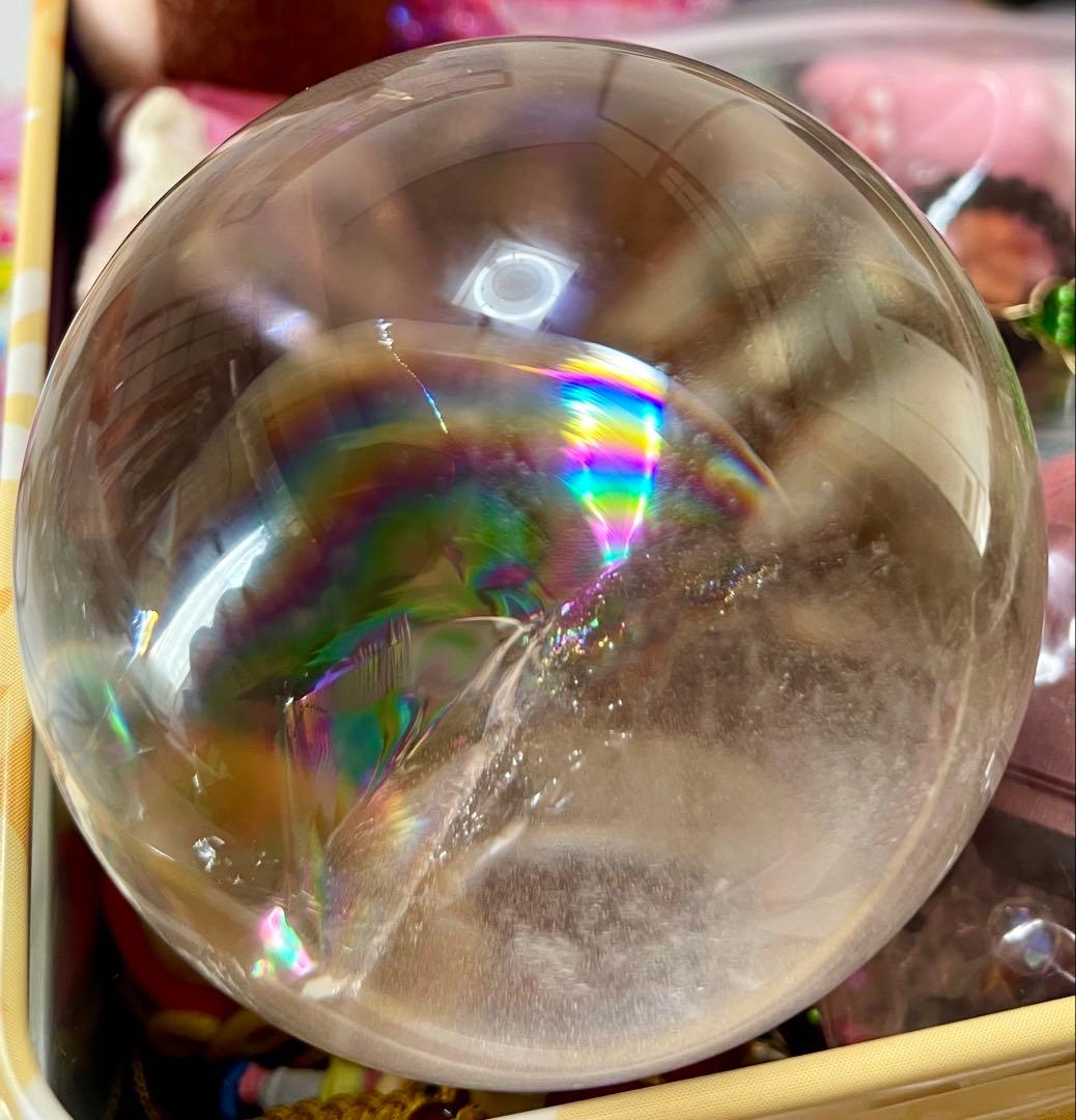 まとめ購入アイリスクォーツ 虹入 クリスタル 水晶丸玉 レインボー 魔除 開運