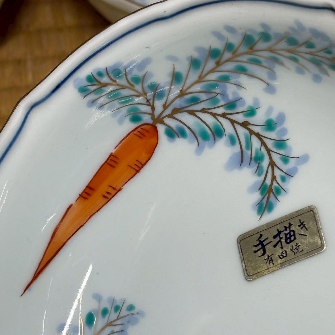 C- 1090▲お正月　有田焼「華山」手描き　取皿　5客　未使用定価¥28000