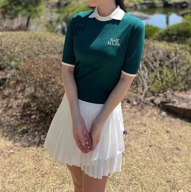 Malbon Golf レディースゴルフセットアップ 半袖×スカート夏用通気速乾
