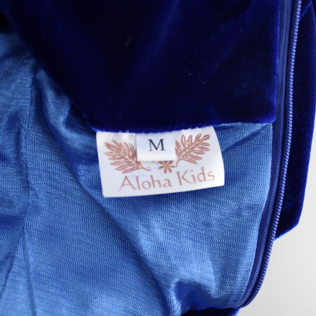【美品 フラダンス衣装】ブルー ベロア ALOHA KIDS ワンピース ドレス