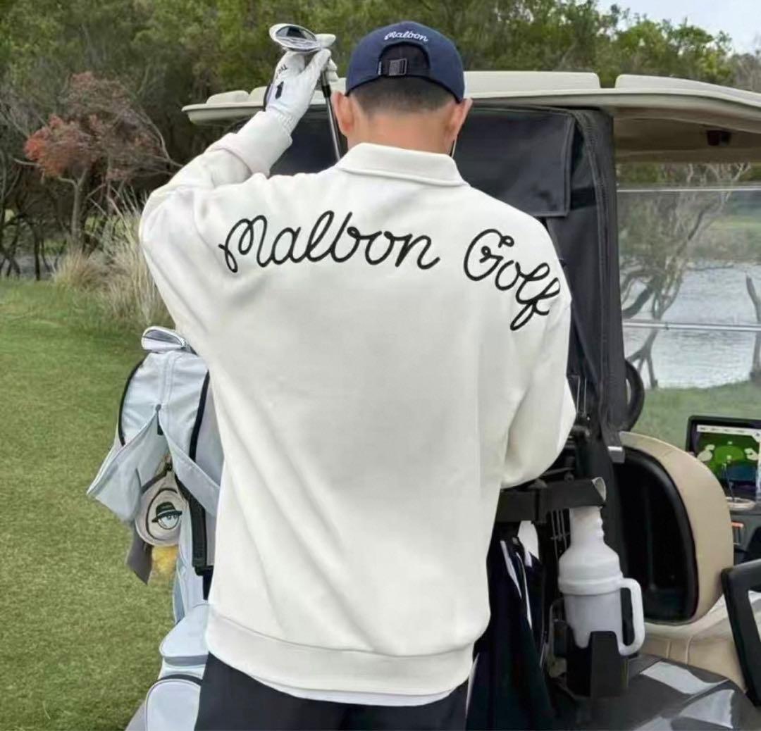 即日発送新品ゴルフ MALBON GOLF 長袖ハーフジップスウェット M