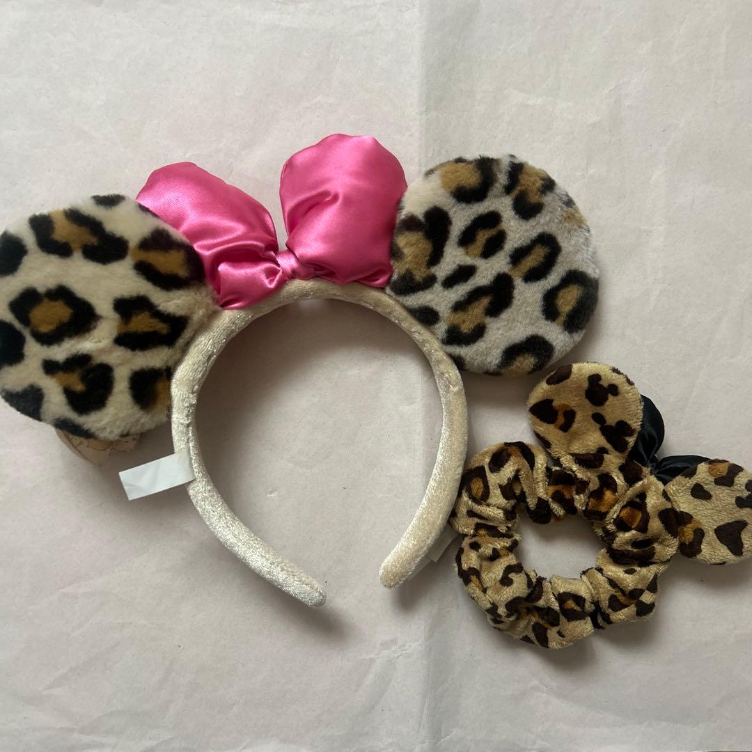カチューシャ ミニーちゃん ヒョウ柄 リボン シュシュ レオパード JK 平成