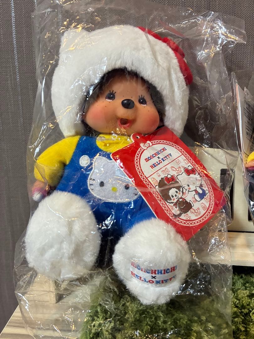 50周年ハローキティモンチッチ顔でかSSキーチェーン　ギンガムキティ　ベビチッチ