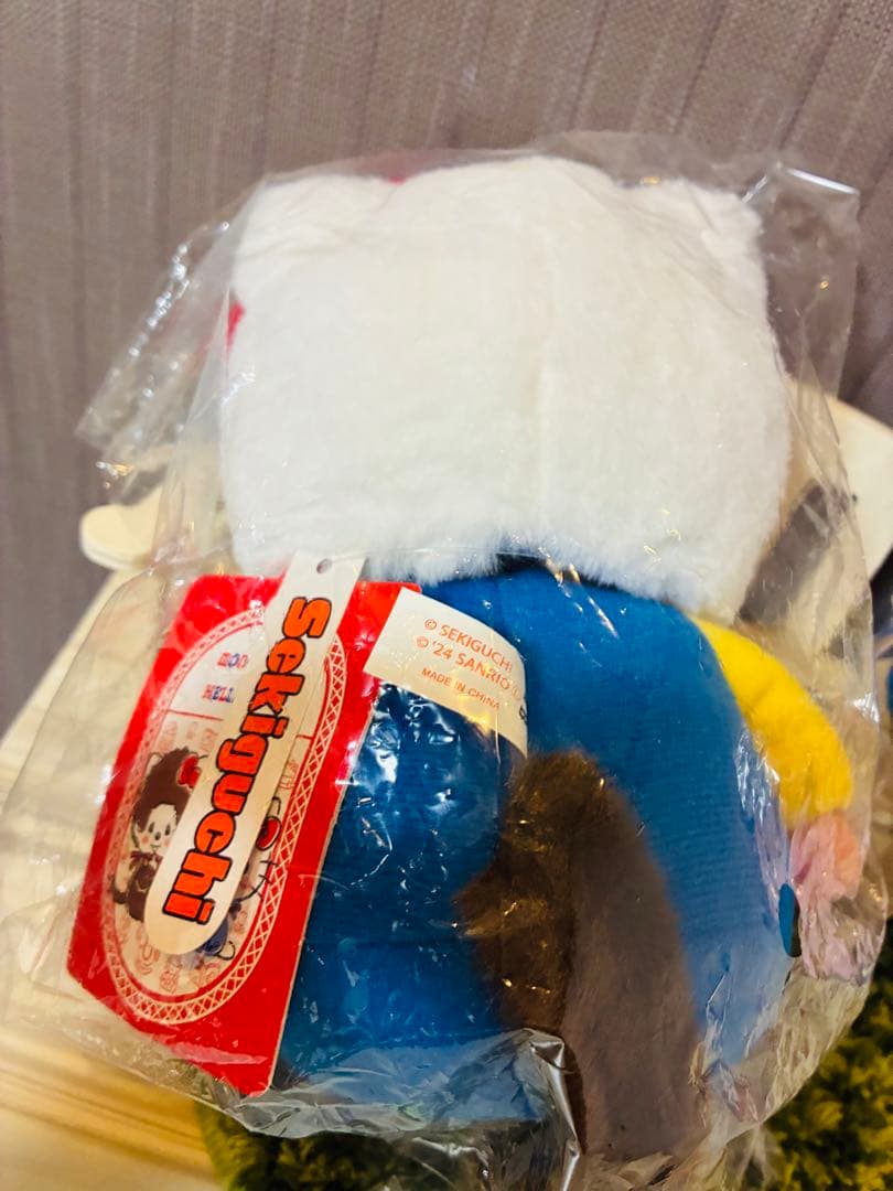 50周年ハローキティモンチッチ顔でかSSキーチェーン　ギンガムキティ　ベビチッチ