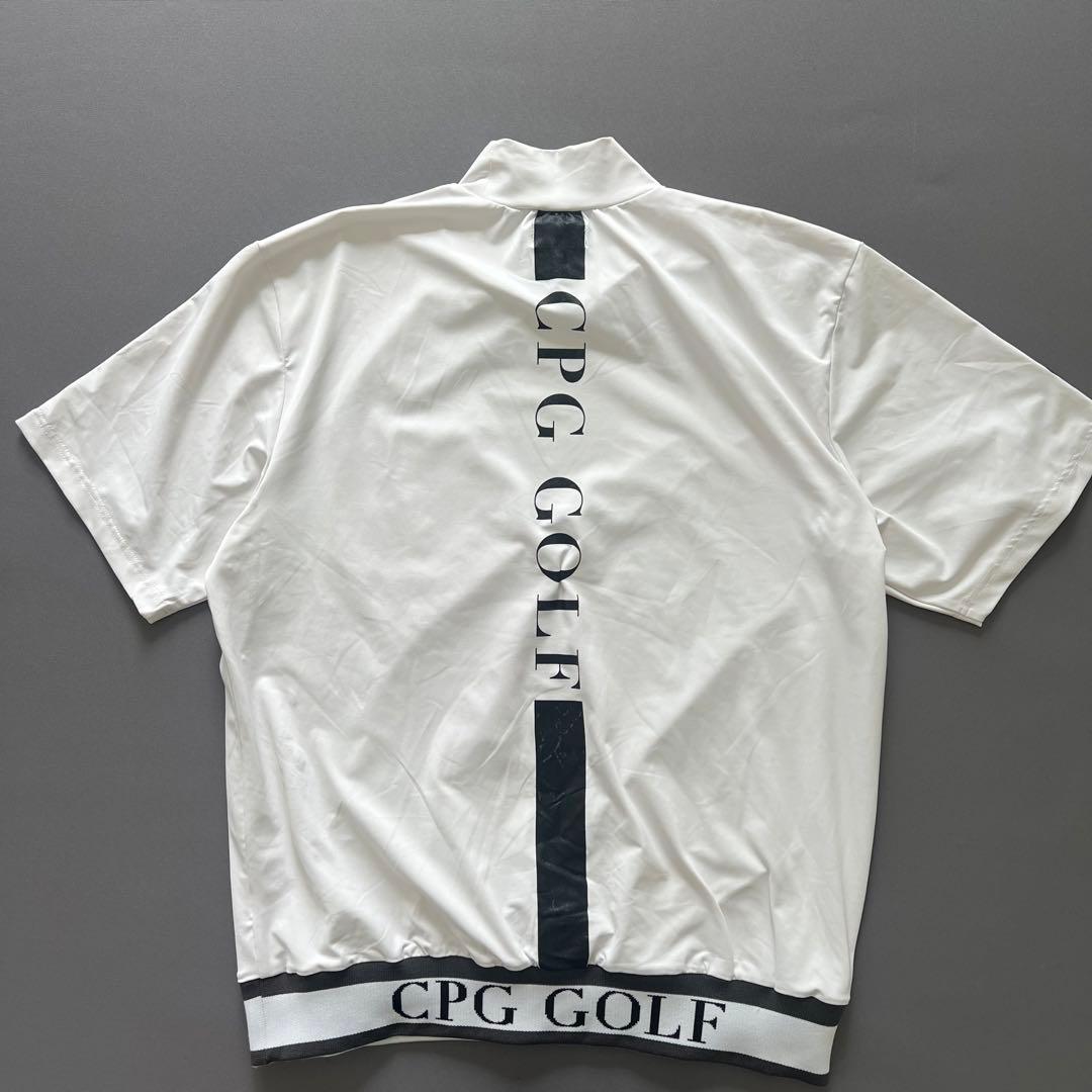 CPG GOLF シーピージーゴルフ　ハイネック　半袖シャツ　メンズ　ロゴ　白