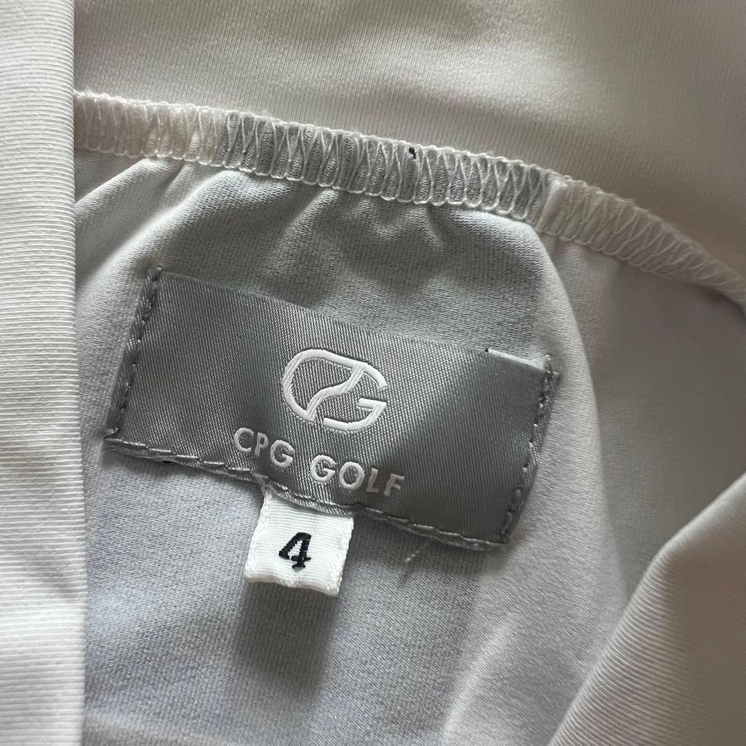 CPG GOLF シーピージーゴルフ　ハイネック　半袖シャツ　メンズ　ロゴ　白