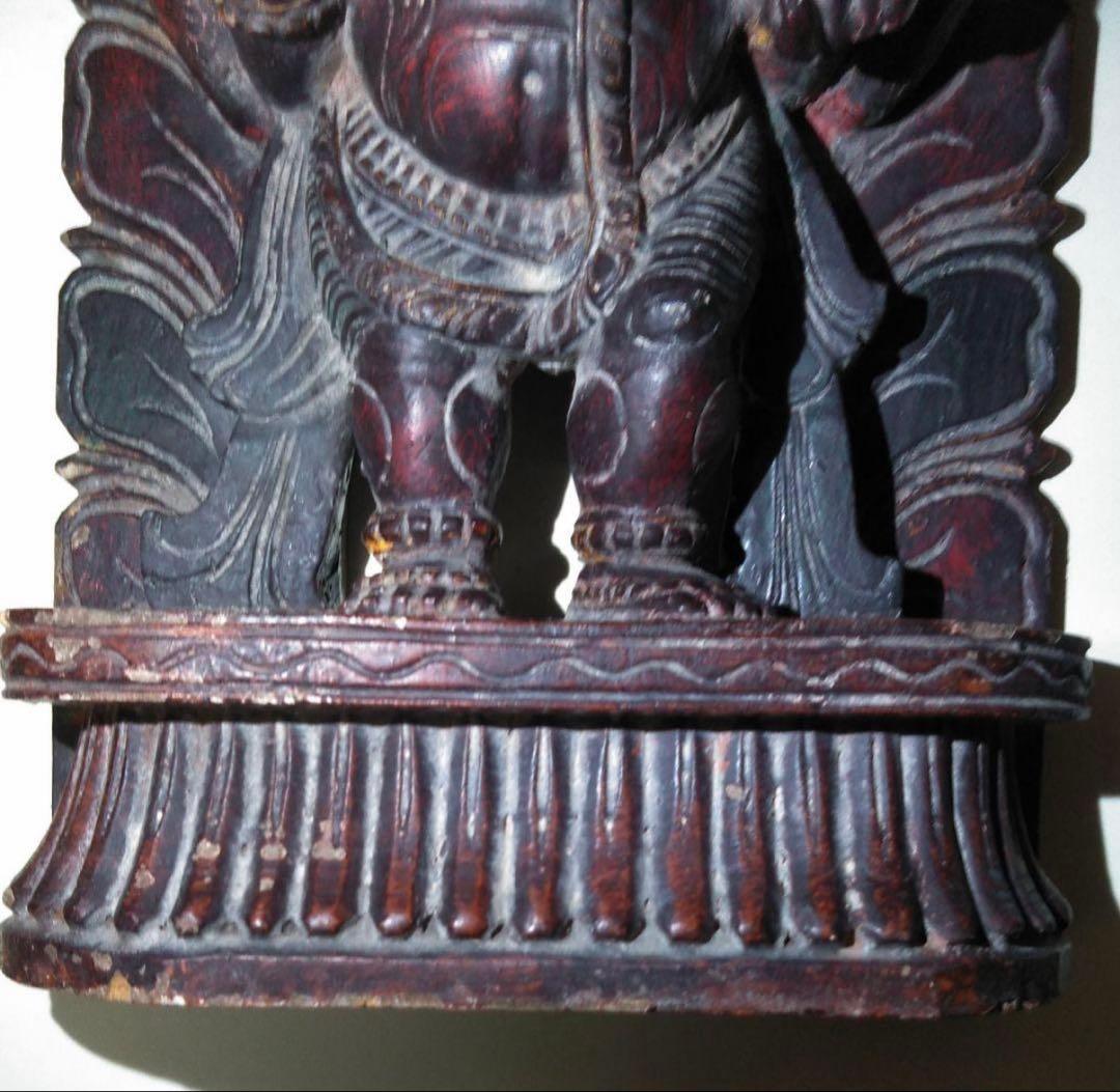 インド　木彫りのガネーシャ像　アンティーク品聖天