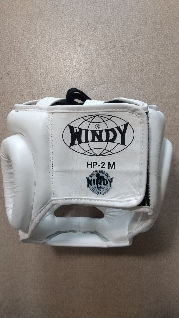本革製WINDYヘッドギア HP-2 白 Mサイズ 頭頂部ヒモタイプ 新品