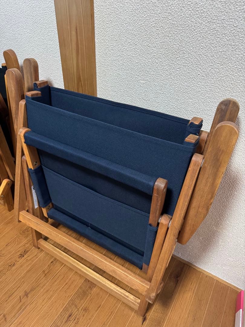 【ネイビー2脚セット】ニトリ　折りたたみアウトドア木製ローチェア