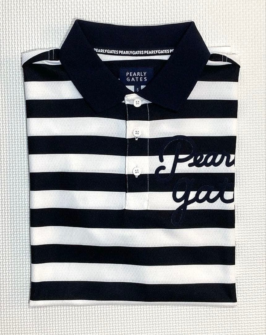 パーリーゲイツ ソルディフェンダーサーマル ボーダーポロシャツ（NAVY／5）