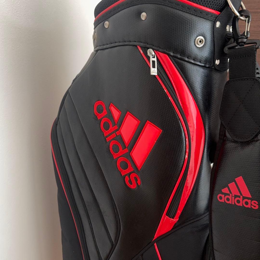 【フードなし】アディダス adidas キャディバッグ 5分割 ブラック×レッド