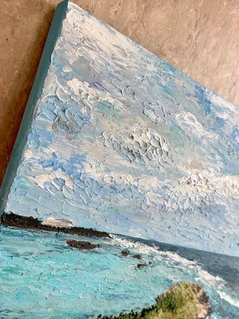 OMOI様アクリル画テクスチャーアートno.855キャンバスアートパネル海の絵