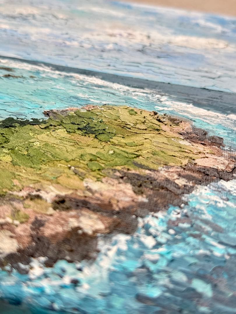 OMOI様アクリル画テクスチャーアートno.855キャンバスアートパネル海の絵