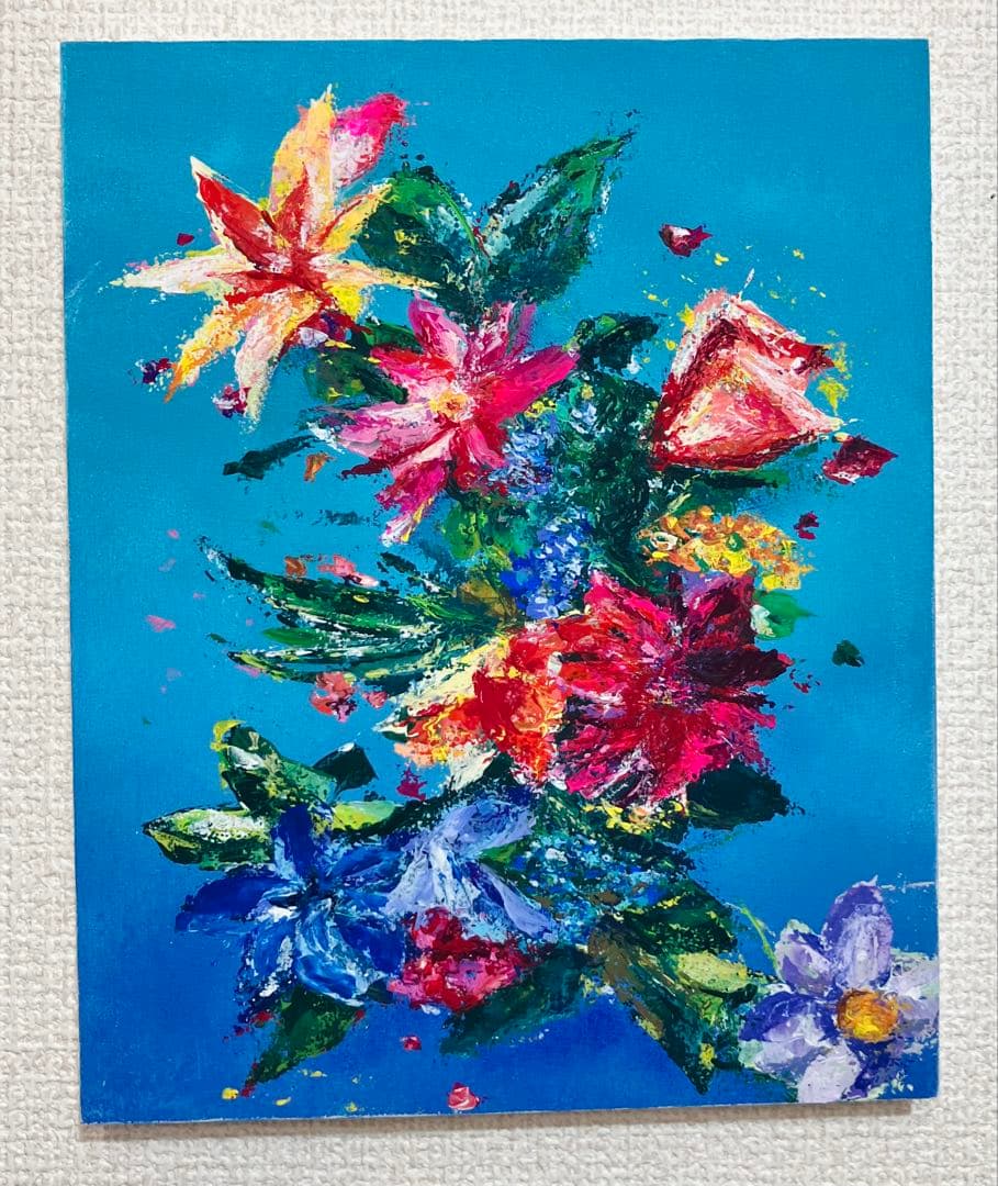 原画　花　静物画　絵画　アクリル画　現代アート　細密画　手描き　一点物