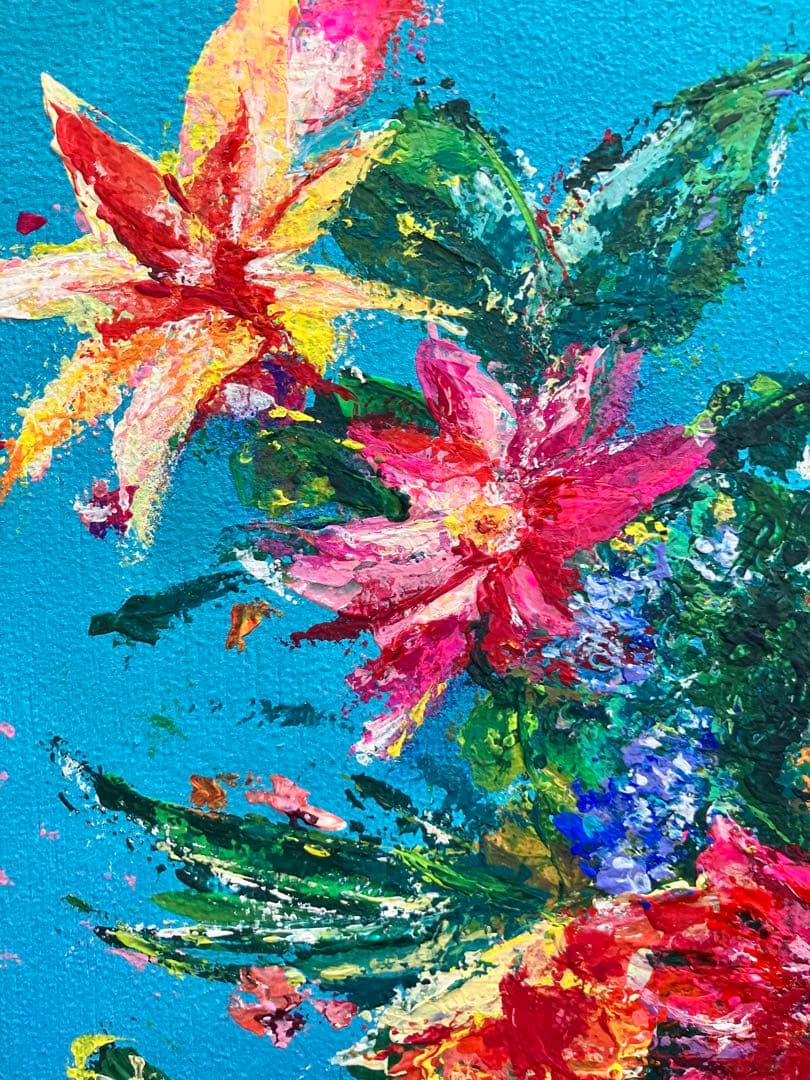 原画　花　静物画　絵画　アクリル画　現代アート　細密画　手描き　一点物