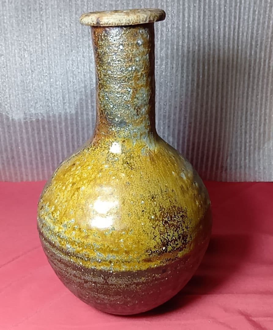 骨董品 越前平等 織田焼 左近窯 花瓶 共箱付 花器 花入 華道具 陶芸 極美品