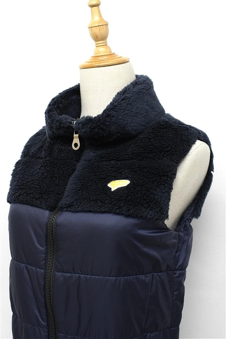 Q391/美品 BEAMS GOLF 中綿ワンピース ロングベスト ボア M 紺