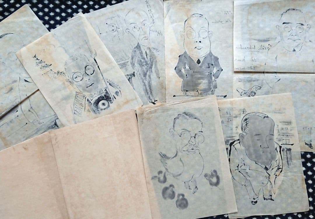 大正時代『風刺画9枚』戯画 似顔絵 近代洋画 日本画 浮世絵 和本 古文書
