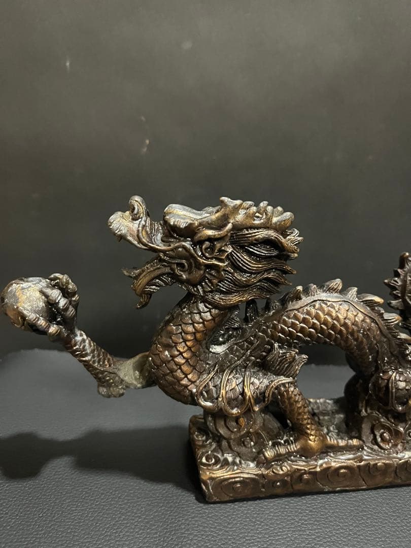 【七福】　真鍮製　龍　縁起物　風水　ドラゴン　龍神　緑青