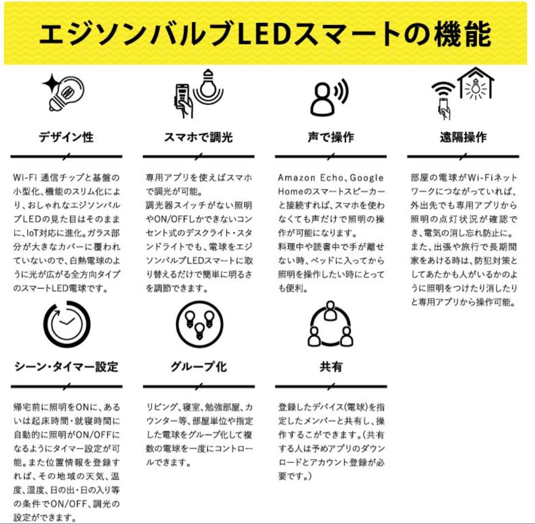 【新品未使用】5個 エジソンバルブLEDスマート