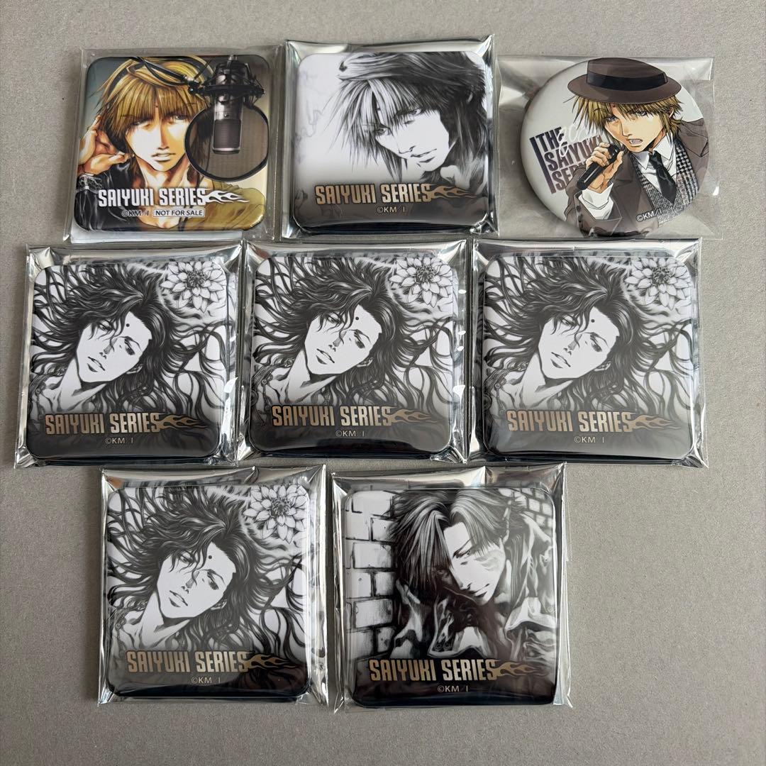 鉛筆画　マット　スクエア　缶バッジ　三蔵　紅孩児　観世音菩薩　特典　最遊記