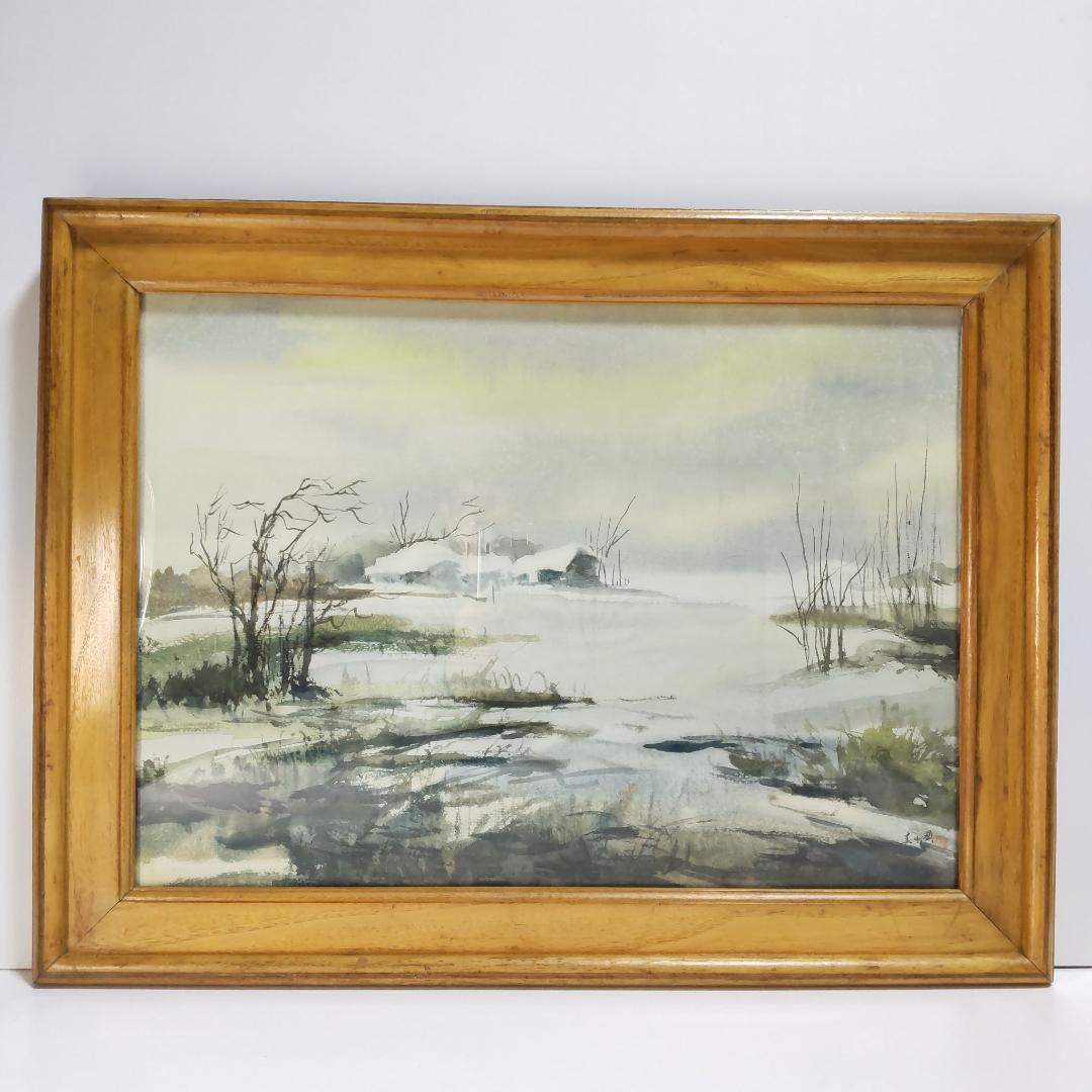 水彩画 風景画 中華人民共和国 画家 婁中國 直筆 額装