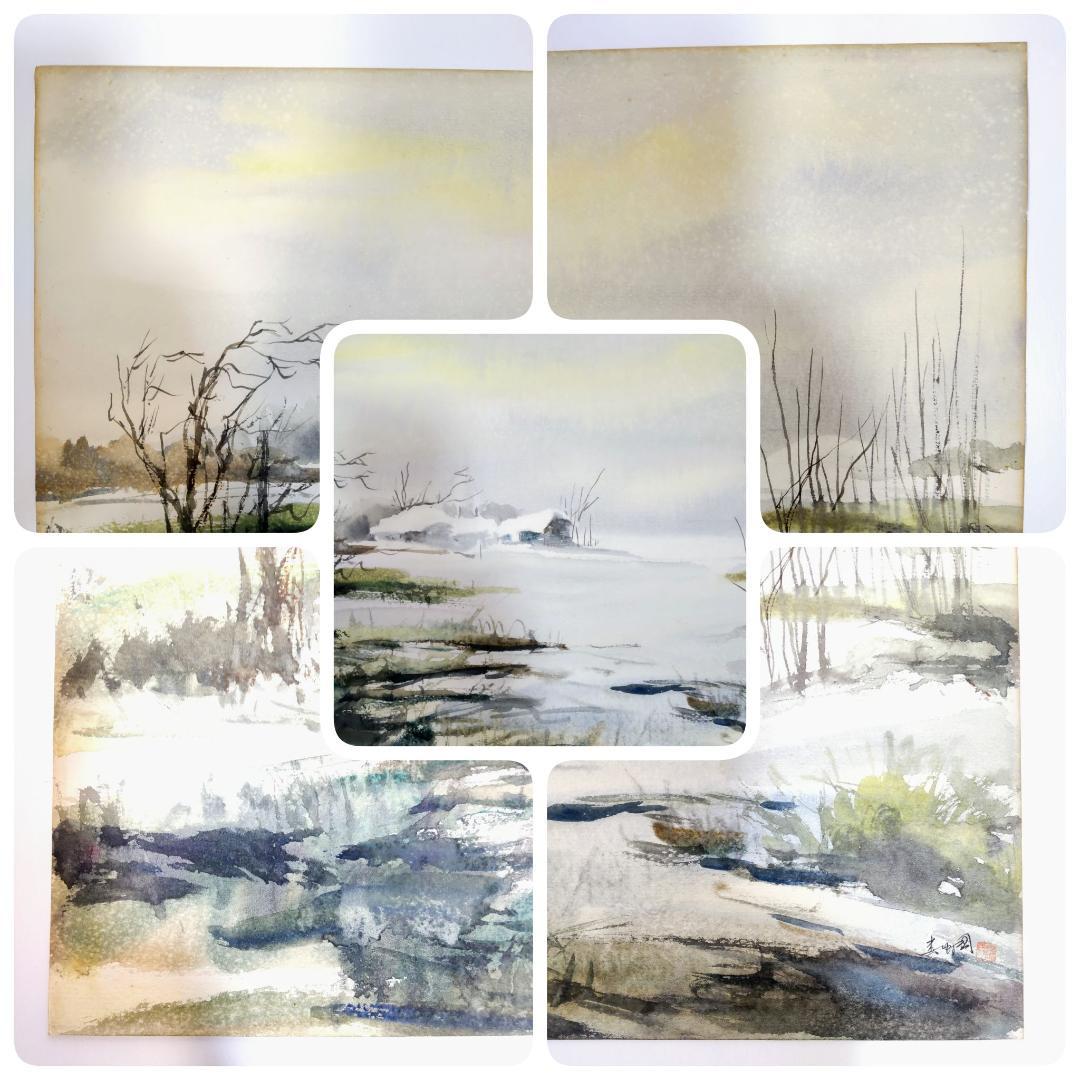 水彩画 風景画 中華人民共和国 画家 婁中國 直筆 額装