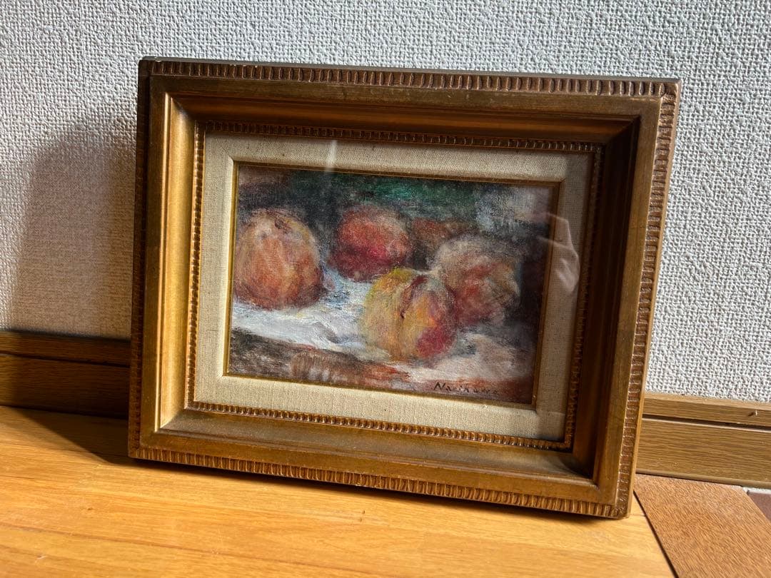 成川雄一　桃　油絵　絵画　水彩画　素描　パステル　額縁　果実　果物　コレクション
