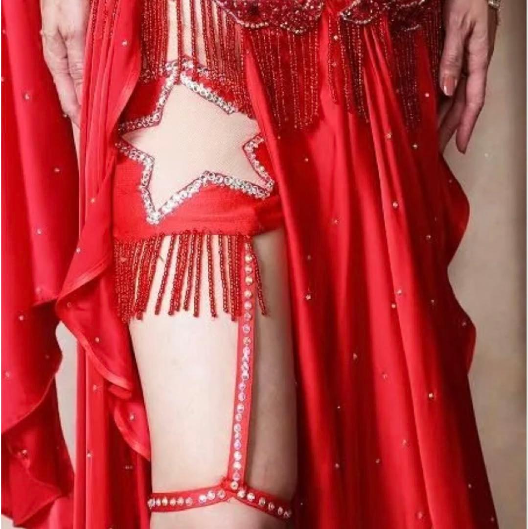 エジプト製有名ブランドyasser真紅の豪華で素晴らしいベリーダンス衣装新品‼️