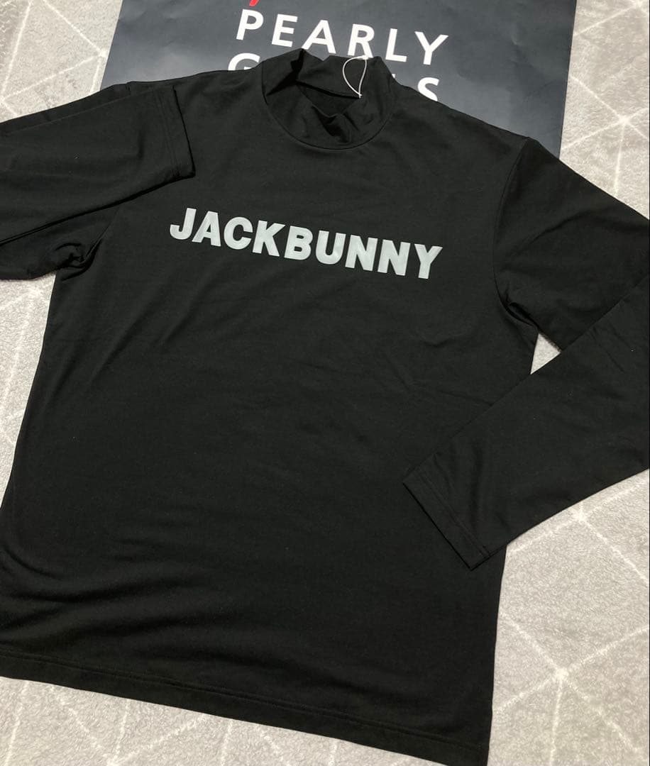 新品 パーリーゲイツ ジャックバニー 起毛ベア天 モックネックシャツ(6)LL黒