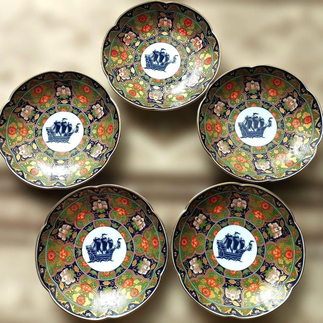 【美品】前畑陶器 庫山窯 金彩 小皿 銘々皿 取り皿 美濃焼　和食器　５枚組