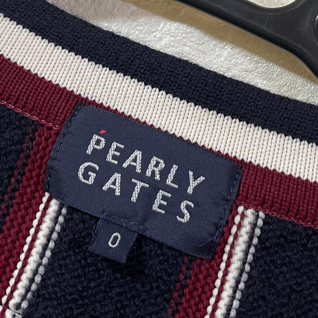 PEARLY GATES ウールニットカーディガン ロゴ ストライプ 0 日本製