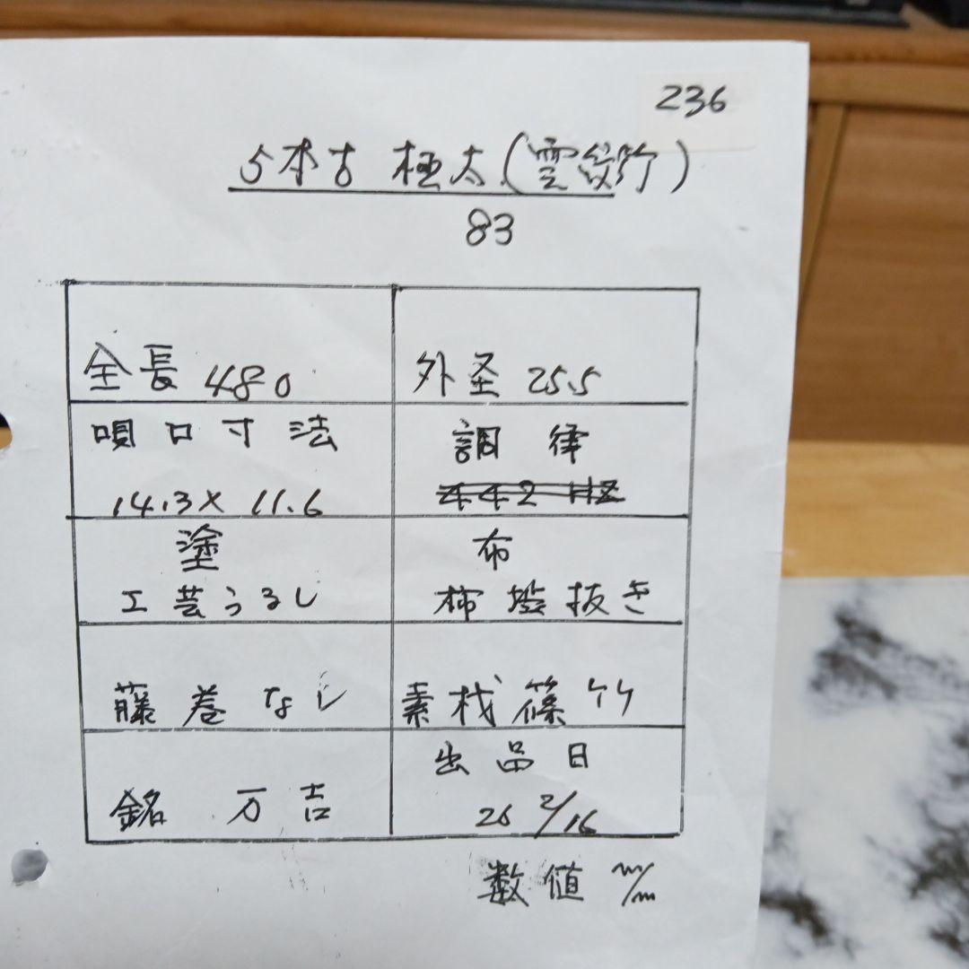 五本調子　古典　83 極太　 雲紋竹